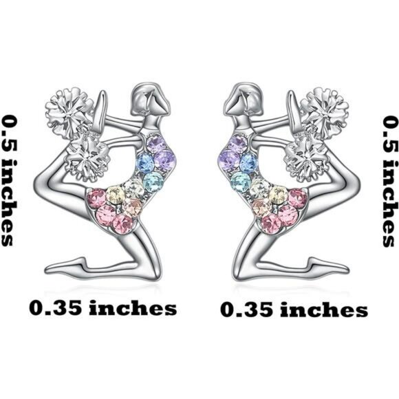 Cheerleader Earrings for Girls Heart Stud Sport Jewelry Cheer Accessories Gift - Picture 2 of 6